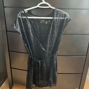 SHEIN Elegant Black Sheer Swim Coverup